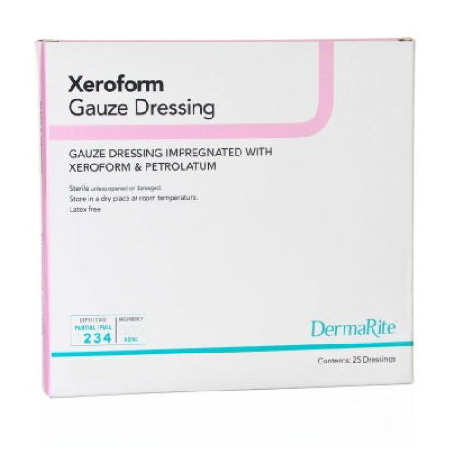 DermaRite Xeroform Petrolatum Gauze Dressing, 2 x 2 Inch, Sterile