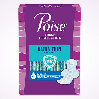 Buy Poise Ultra Thin Pads, 4 Drops Moderate Absorbency, Regular Length