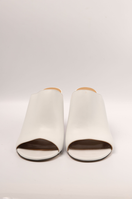 NAIL POLISH HEEL MULES WHITE