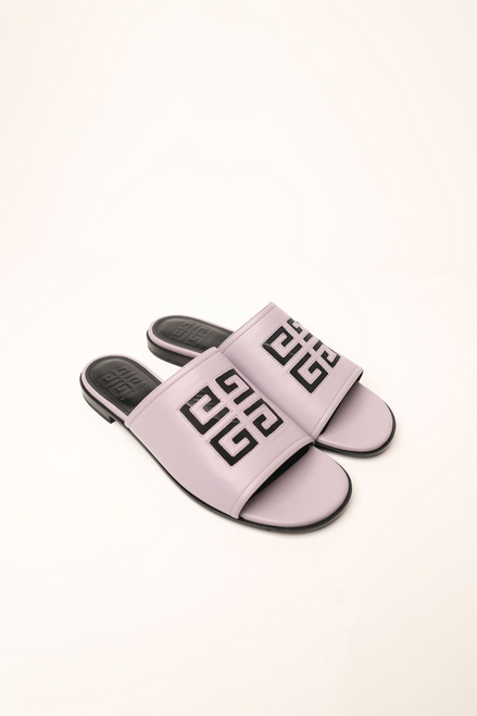 GIVENCHY 4G LOGO FLAT LEATHER SLIDE SANDAL FULL SET