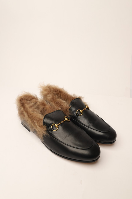 CALFSKIN FUR FLAME PRINCETOWN SLIPPERS