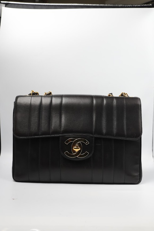 CHANEL QUILTED LAMBSKIN JUMBO SINLGE FLAP - SERIAL #3112996 BLACK