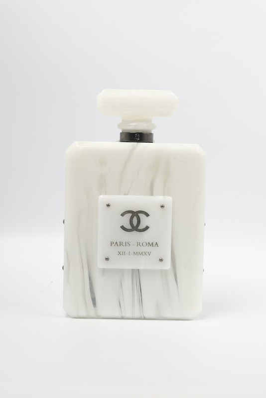 CHANEL PERFUME BOTTLE HANDBAG WHITE