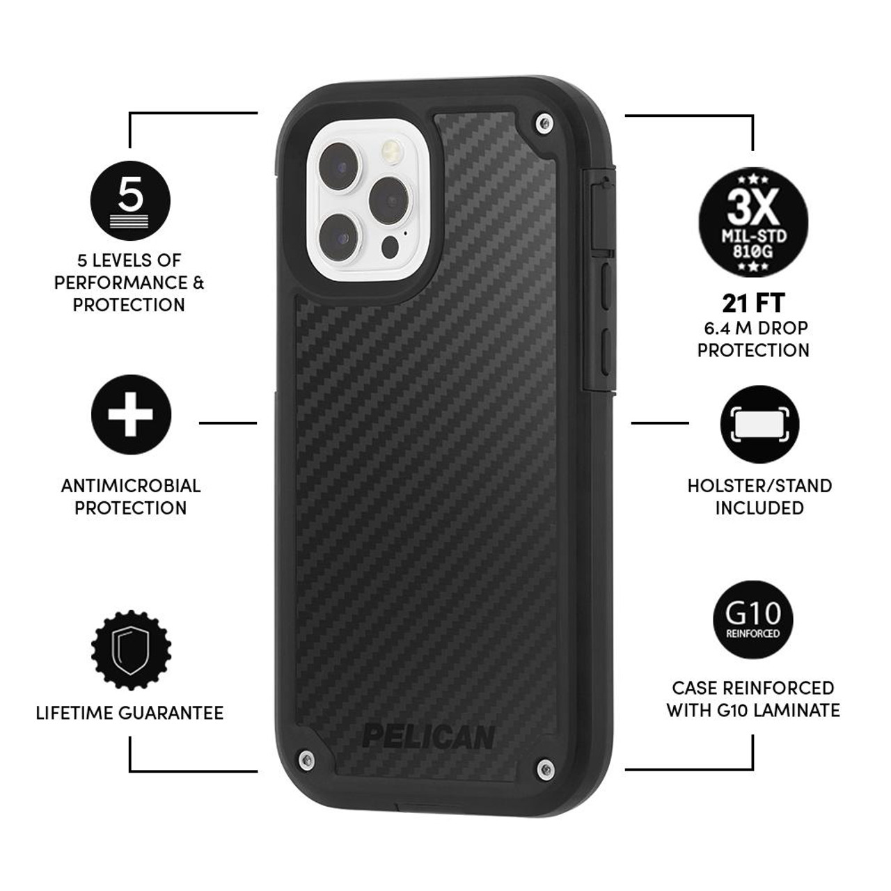 Pelican Shield Kevlar Case for iPhone 12 Pro Max - Black