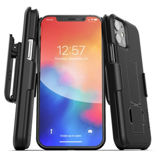 Encased Combo Case iPhone 12/12 Pro with Belt Clip Holster Black