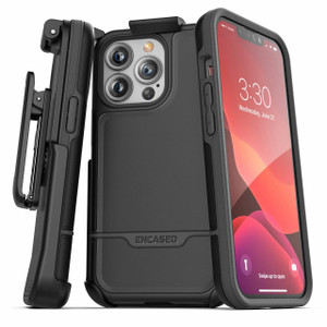 Encased Rebel Case iPhone 13 Pro Max with Belt Clip Holster - Black