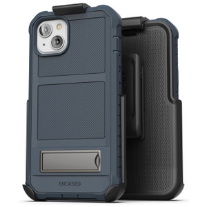 Encased Falcon Shield Case iPhone 14 with Belt Clip Holster - Blue