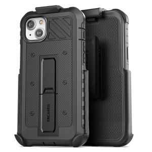 Encased Pantera Case iPhone 14 Plus with Belt Clip Holster - Black