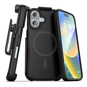 Encased Slimshield MagSafe Case iPhone 16 with Belt Clip Holster - Black