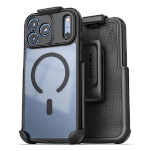 Encased Frosted SlimShield Case iPhone 17 Pro with Belt Clip Holster - Black/Clear