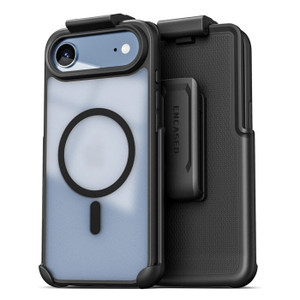 Encased Frosted SlimShield Case iPhone 17 Air with Belt Clip Holster - Black/Clear