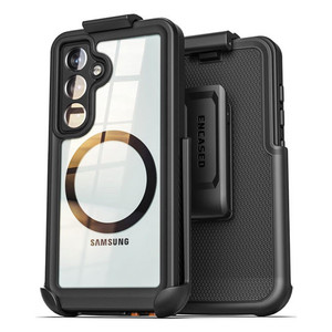 Encased Titan Waterproof Case Samsung Galaxy S26+ Plus with Belt Clip Holster - Clear/Black
