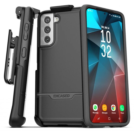 Encased Rebel Case Samsung Galaxy S21+ Plus 5G with Belt Clip Holster - Black
