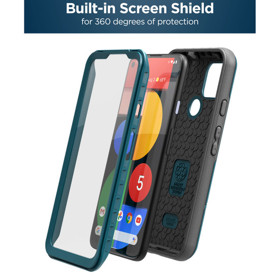 Encased Rebel Case Google Pixel 5 5G with Belt Clip Holster - Blue