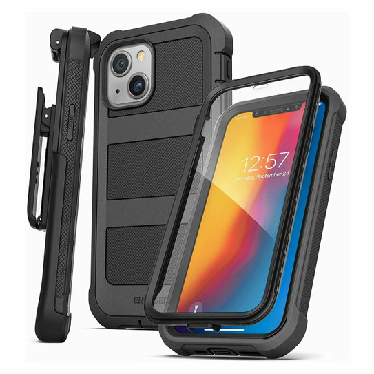 Encased Falcon Shield Case iPhone 13 Mini with Belt Clip Holster - Black