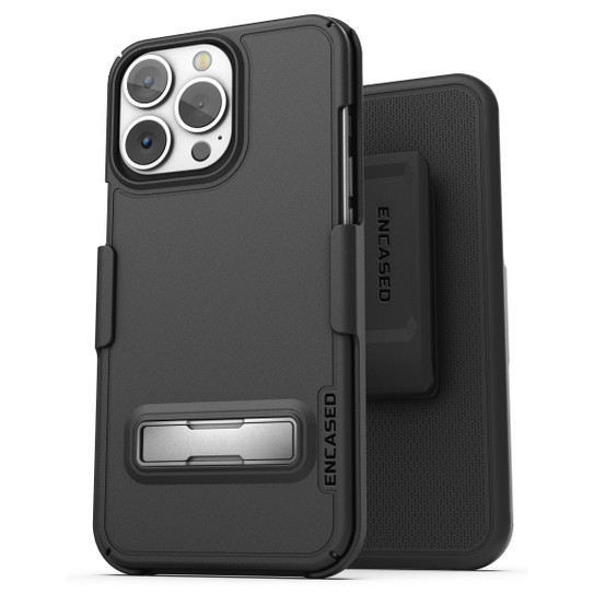 Encased Slimline Case iPhone 13 Pro Max with Belt Clip Holster - Black
