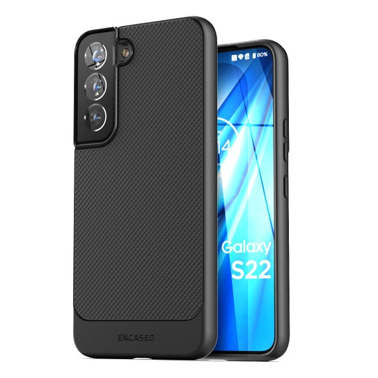 Encased Thin Armor Case Samsung Galaxy S22 with Belt Clip Holster - Black