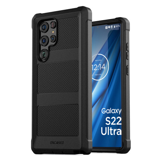 Encased Falcon Case Samsung Galaxy S22 Ultra with Belt Clip Holster - Black