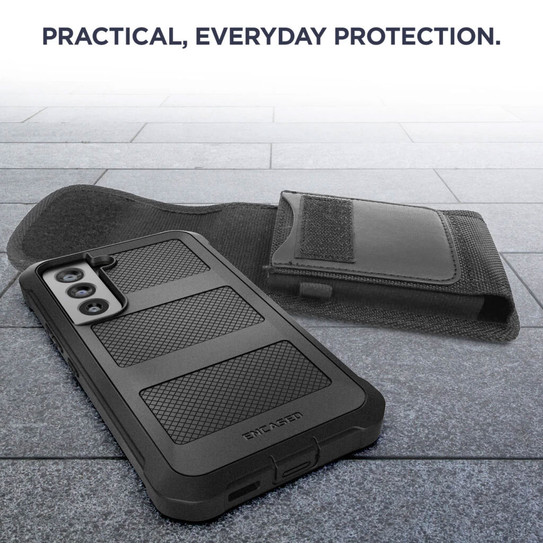 Encased Falcon Shield Case Samsung Galaxy S22 with Pouch - Black