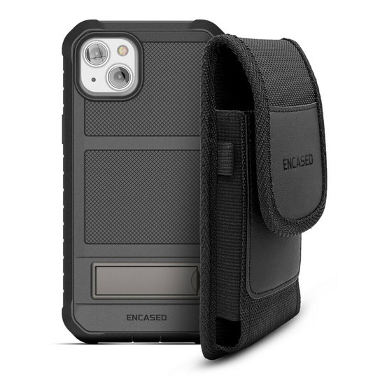 Encased Falcon Shield Case iPhone 14 Plus with Pouch - Black
