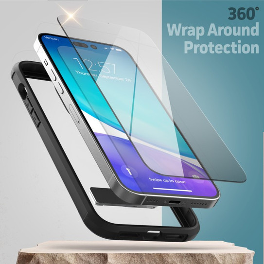 Encased Exos Armor Case with Screen Protector iPhone 14 Pro Max- Purple