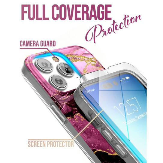 Encased Lexion MagSafe Case with Screen Protector iPhone 14 Pro Max - Purple Marble