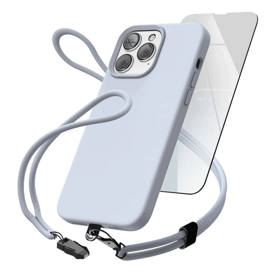 Encased Silicone Case iPhone 14 Pro with Neck and Wrist Strap - Lavender