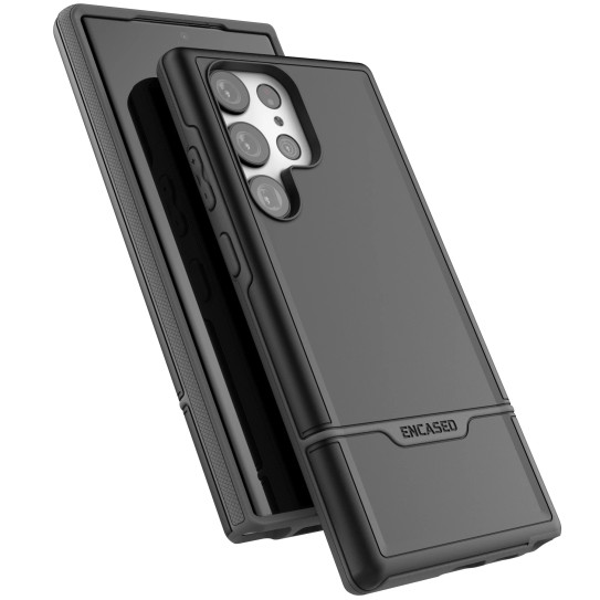 Encased Rebel Case Samsung Galaxy S23 Ultra with Pouch - Black