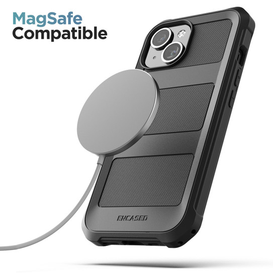 Encased Falcon MagSafe Case iPhone 15 with Belt Clip Holster - Black