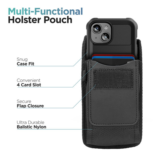 Encased Falcon MagSafe Case iPhone 15 with Belt Clip Pouch - Black