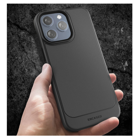 Encased Thin Armor Case iPhone 15 Pro with Belt Clip Holster - Black