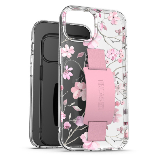 Encased Hand Loop Case iPhone 15 Pro Max - Pink Butterfly Flowers
