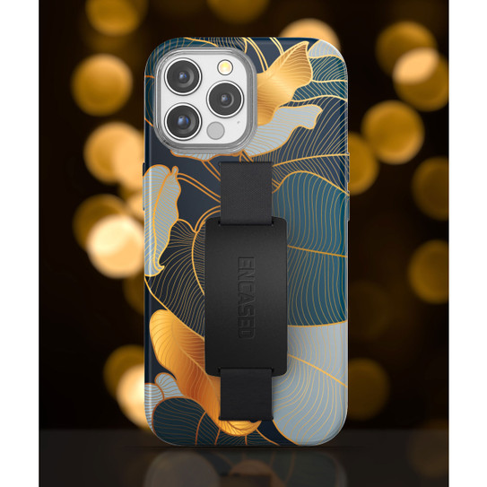 Encased Hand Loop Case iPhone 15 Pro Max - Blue/Gold Leaf