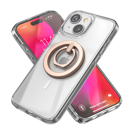 Encased Magsafe Clear Case iPhone 15 with MagSafe Gold Ring - Clear