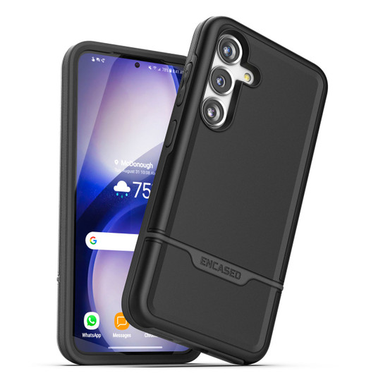 Encased Rebel Case Samsung Galaxy S24 with Belt Clip Holster - Black Encased Rebel Case Samsung Galaxy S24 with Belt Clip Holster - Black