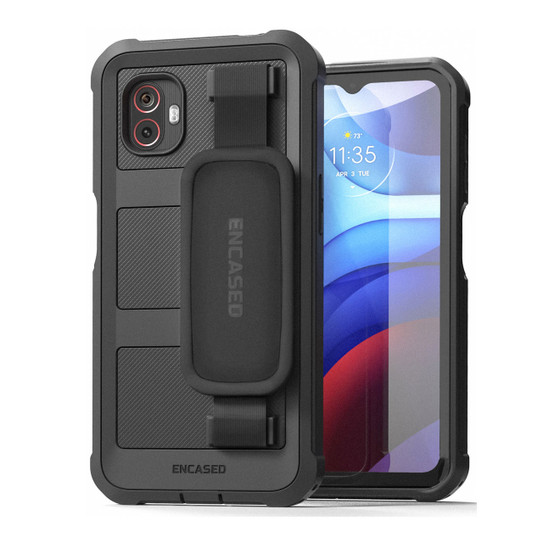 Encased Falcon Shield Hand Strap Case with Belt Clip Holster Samsung Galaxy XCover 6 Pro - Black