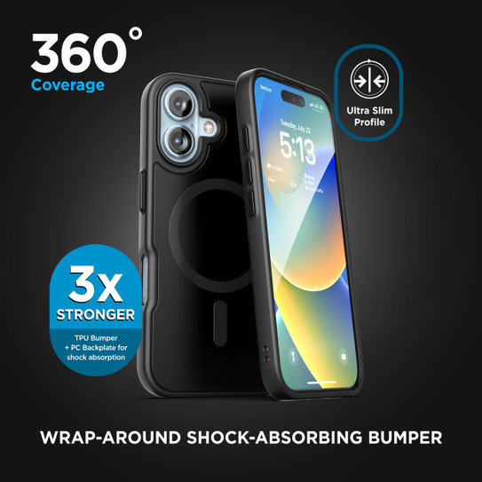 Encased Slimshield Magsafe Case iPhone 16 Plus with Magnetic Wallet - Black