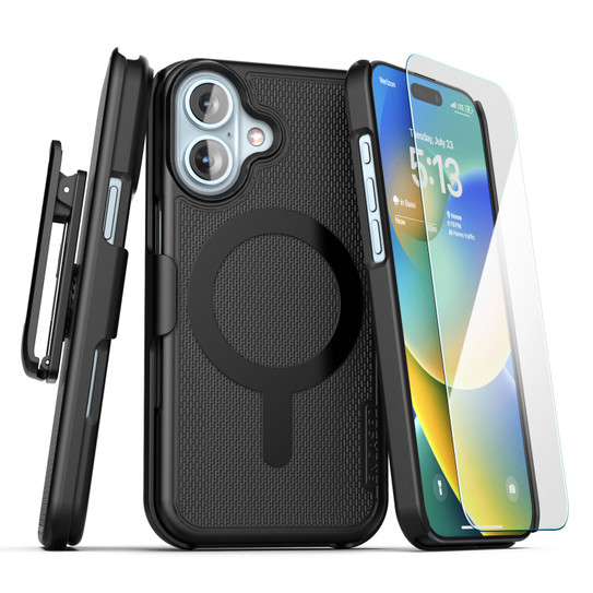 Encased Slimline Case iPhone 16 Plus with Tempered Glass - Black