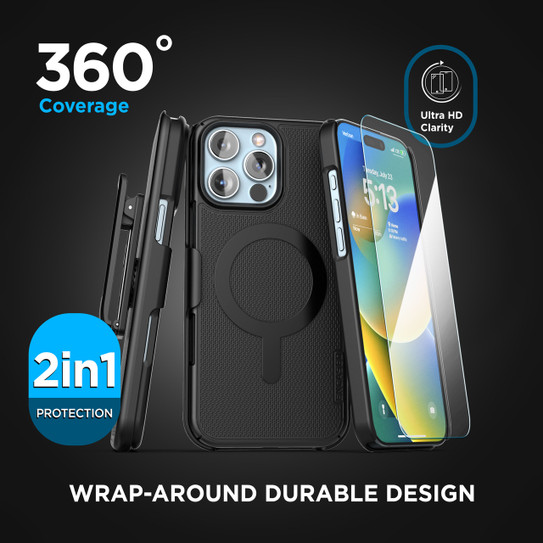 Encased Slimline Case iPhone 16 Pro with Tempered Glass - Black