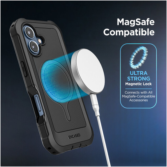 Encased Falcon Shield Case iPhone 17 with Built-In PET Screen Protector - Black