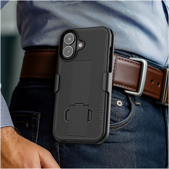 Encased DuraClip Case iPhone 17 with Belt Clip Holster and Screen Protector - Black