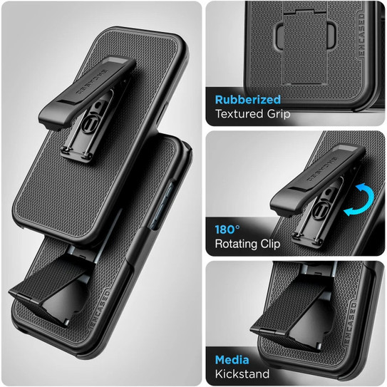 Encased DuraClip Case iPhone 17 with Belt Clip Holster and Screen Protector - Black