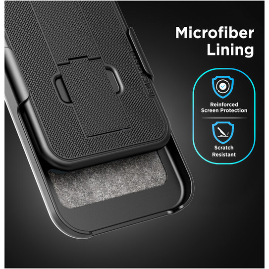 Encased DuraClip Case iPhone 17 Pro Max with Belt Clip Holster and Screen Protector - Black