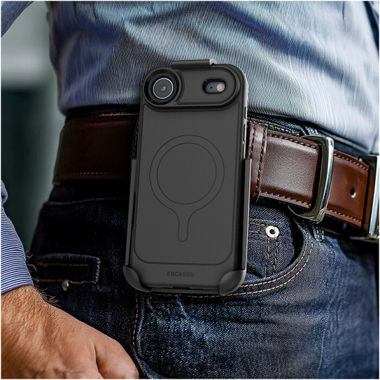 Encased Thin Armor Case iPhone 17 Air with Belt Clip Holster - Black