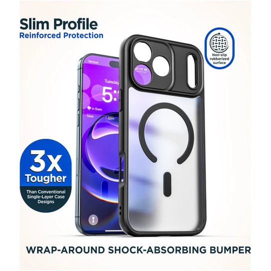 Encased Frosted SlimShield Case iPhone 17 Pro Max with Belt Clip Holster - Black/Clear