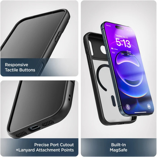 Encased Frosted SlimShield Case iPhone 17 Pro Max with Belt Clip Holster - Black/Clear