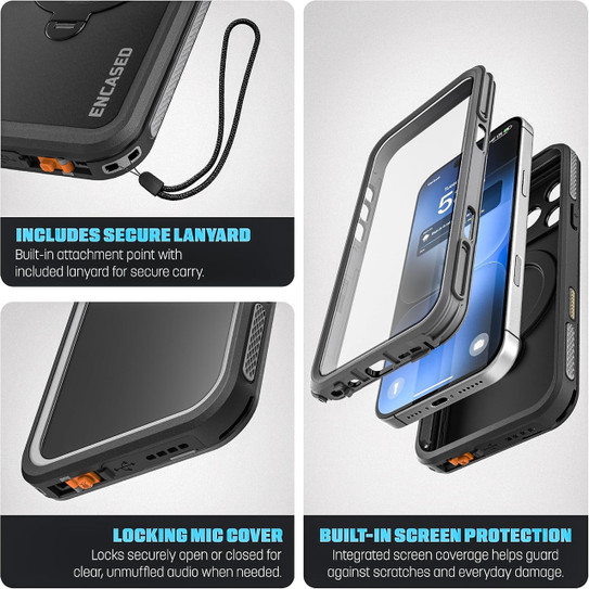 Encased Waterproof with Magnetic Kickstand Case iPhone 18 Pro Max - Black