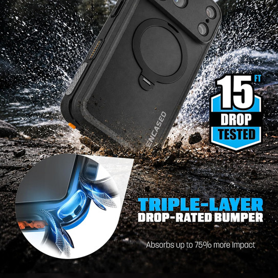 Encased Waterproof with Magnetic Kickstand Case iPhone 18 Pro Max - Black