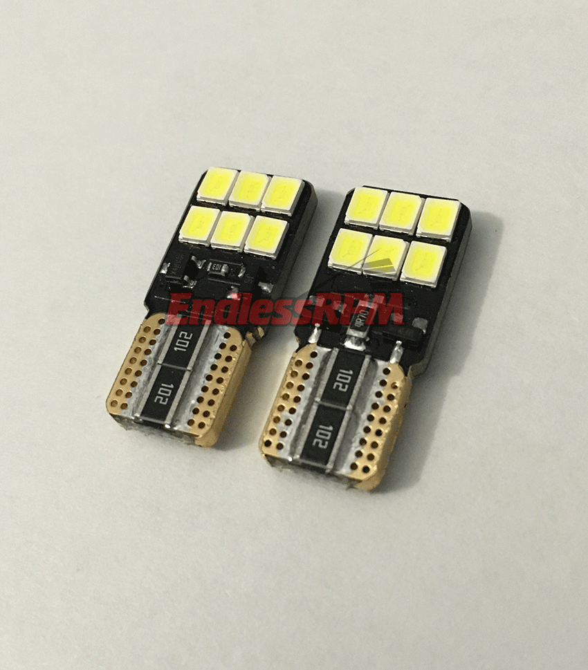 2-Pack Bright White LED T10 194 168 158 Bulbs - 6000K For License Plate, Dome, Map Lights