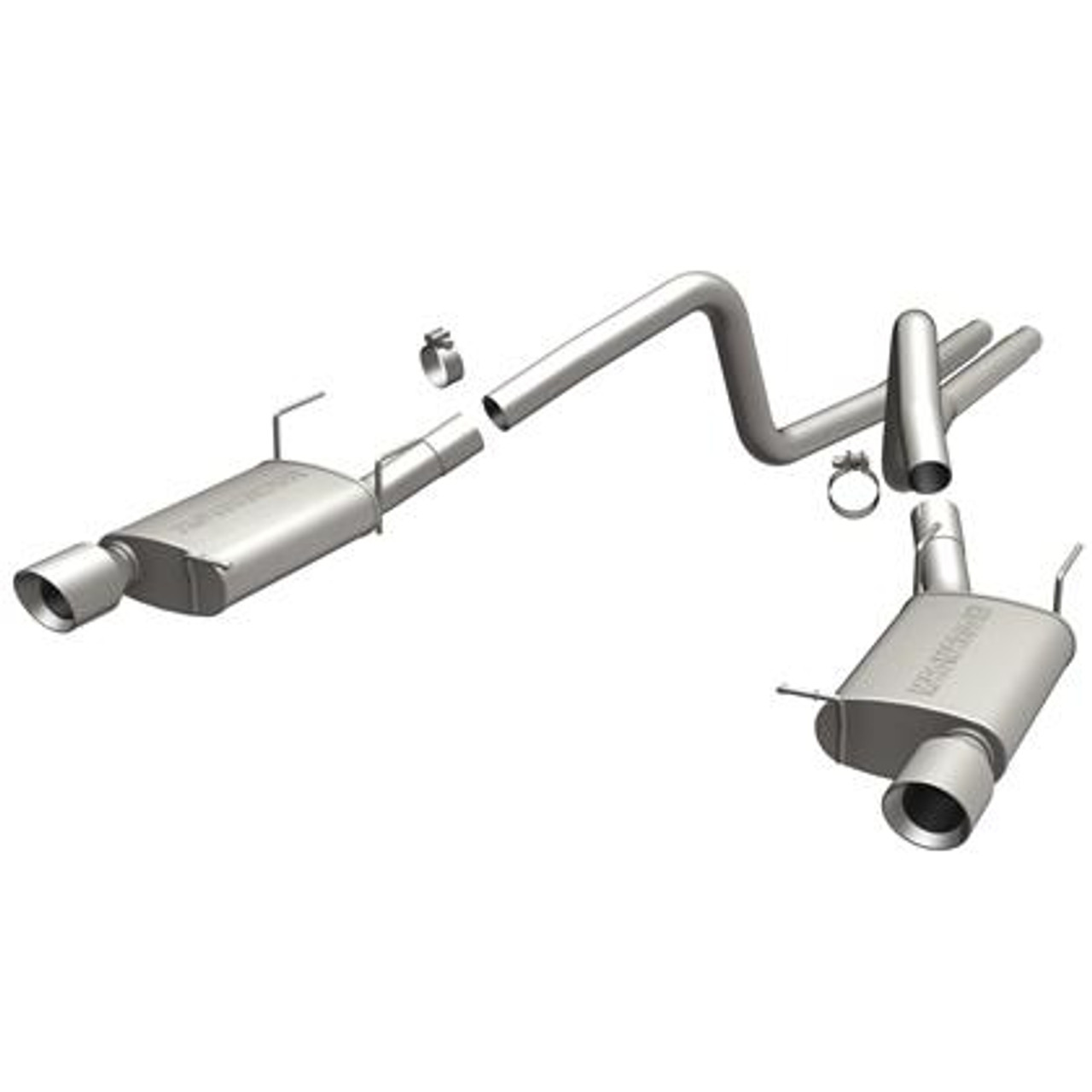MagnaFlow 11-14 Ford Mustang V6 3.7L Street Dual Split Rear Exit Stainless Cat Back Performance Exhaust 